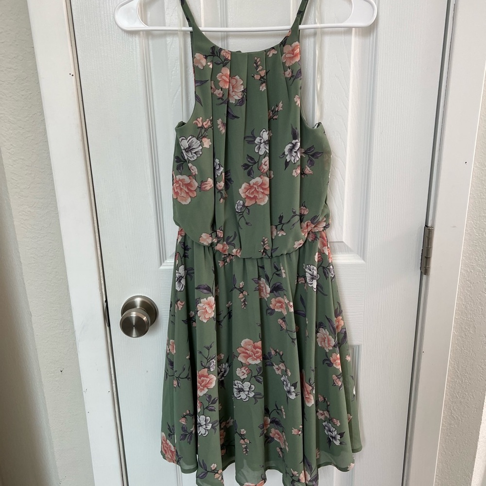 Blue Rain Green Floral Dress